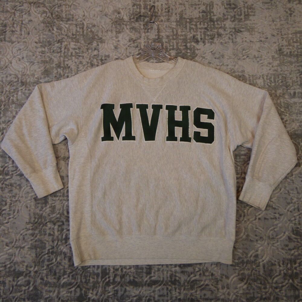 Vintage Discus Athletic Sweatshirt Mens Large Gray 90s MVHS High School Crewneck